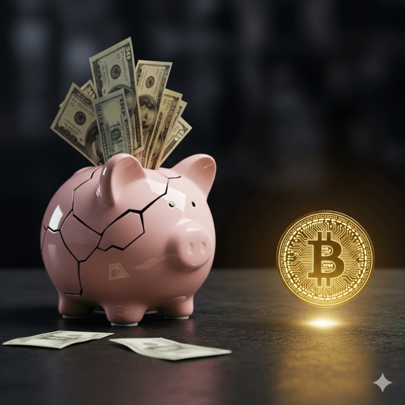 깨진 달러예금 통장과 비트코인.png