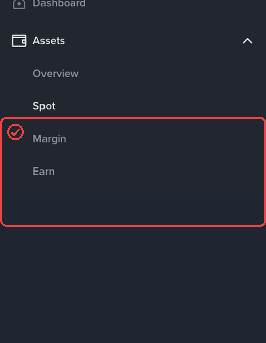 바이낸스 모바일웹 지갑 Assets 계정 메뉴