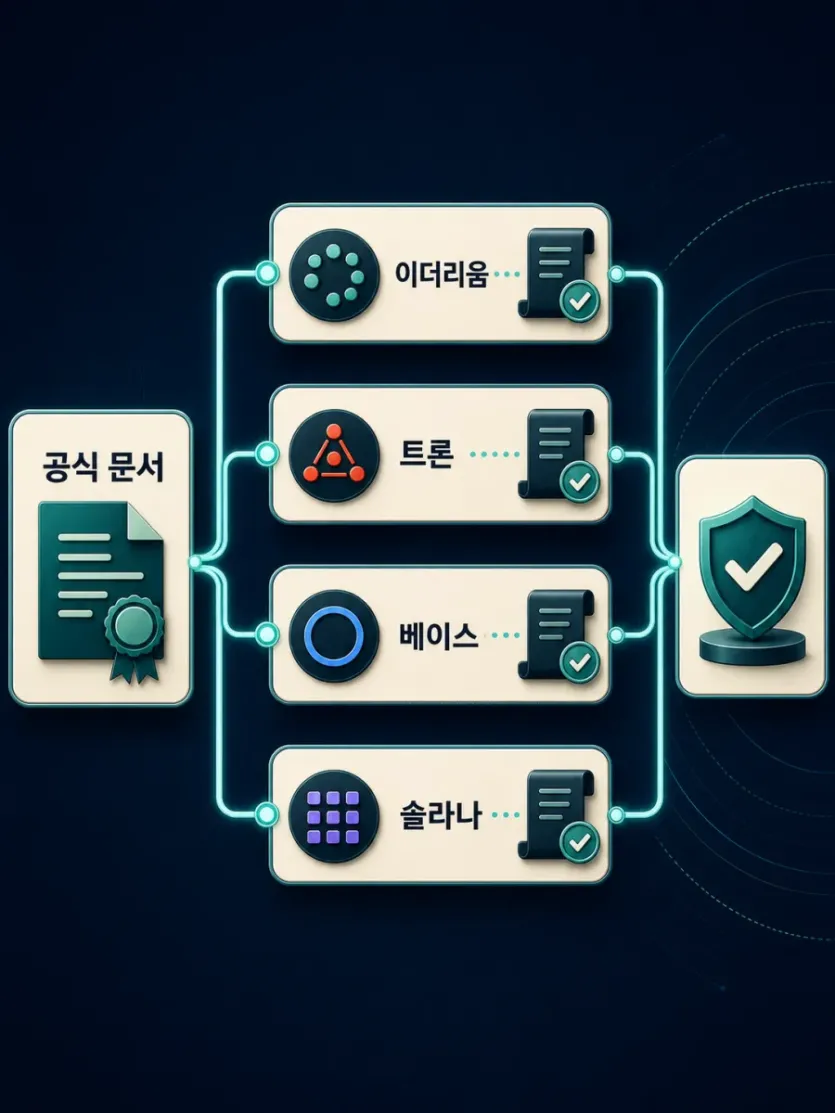 공식 문서에서 체인별 스테이블코인 컨트랙트 주소를 나눠 확인하는 구조