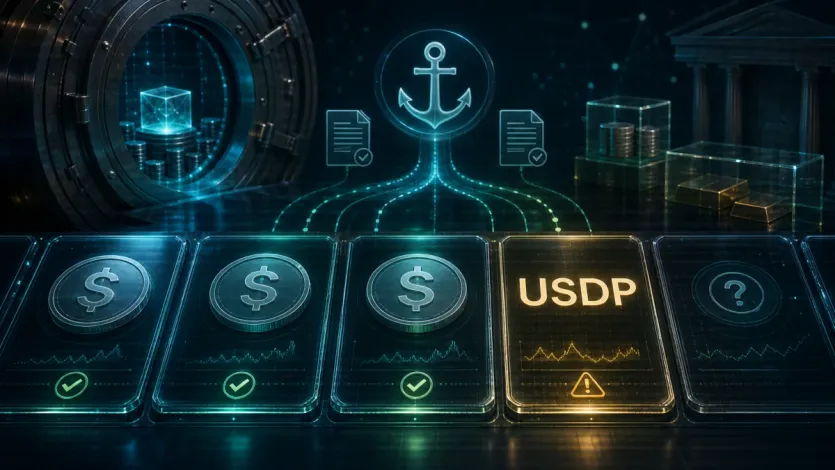 거래소에서 USDP 거래쌍을 보고 USDT와 비교하는 상황을 표현한 이미지