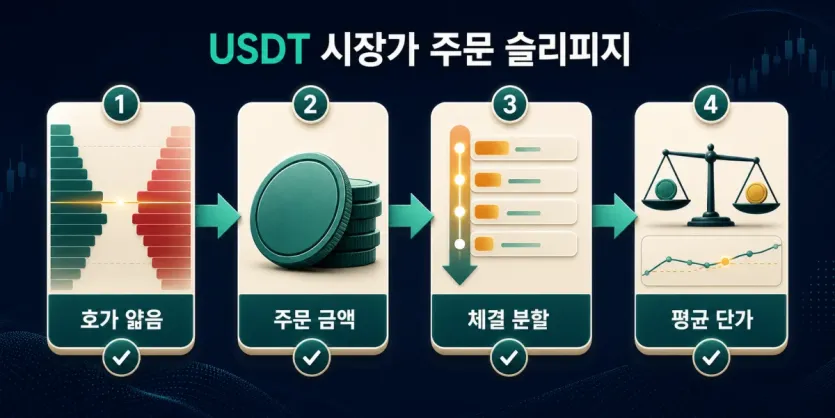 호가가 얇을 때 주문 금액이 여러 가격대로 나뉘며 평균 단가가 밀리는 흐름