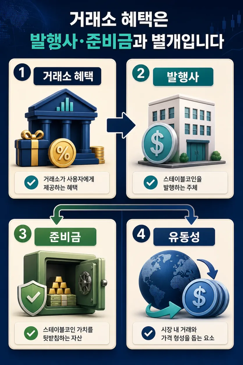FDUSD를 볼 때 거래소 혜택과 발행사, 준비금, 유동성을 따로 구분하는 인포그래픽