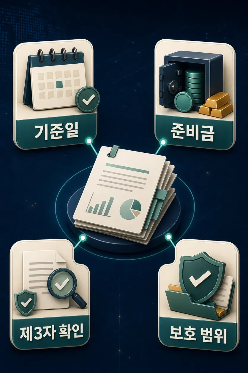 FDUSD attestation이 기준일, 준비금, 제3자 확인, 보호 범위로 나뉘어 보이는 인포그래픽