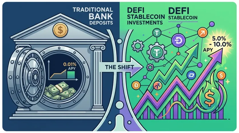 예금 금리 vs 스테이블코인 디파이: 암호화폐 투자 대안, 안정적인 이자 수익 비교