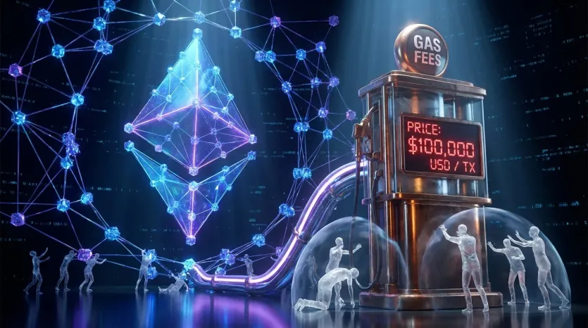 월가 이더리움: 3D 렌더링, 높은 가스비 주유기, 이더리움 네트워크