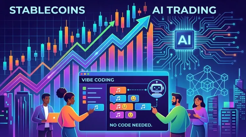 스테이블코인 자동매매 AI 트레이딩 플랫폼 일러스트