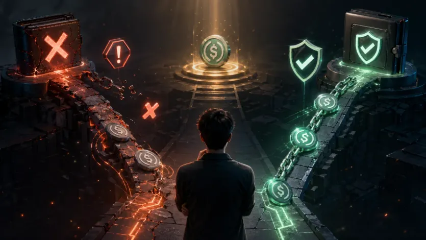 전송 직전에 저렴한 경로와 호환되는 경로를 구분해 판단하는 비교 장면 이미지