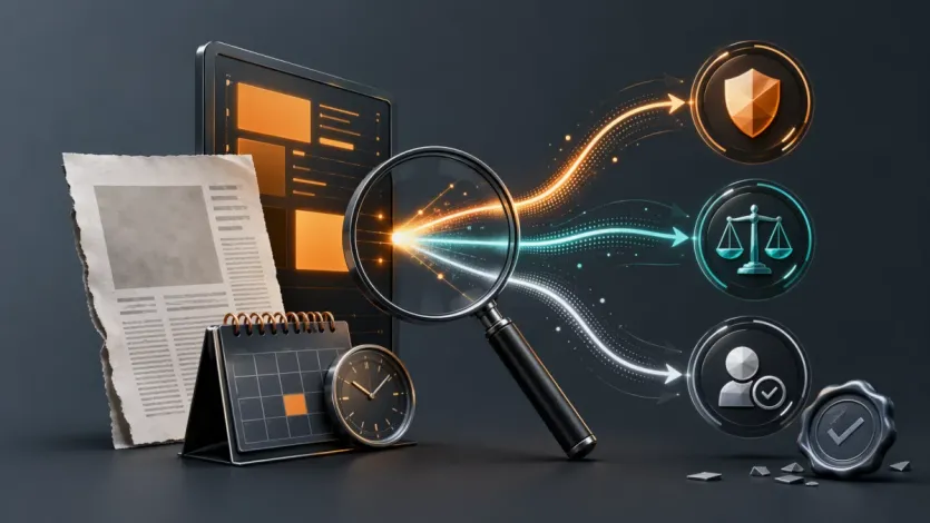 기사 문장과 거래소 공지에서 확인 신호를 분리하는 장면형 이미지