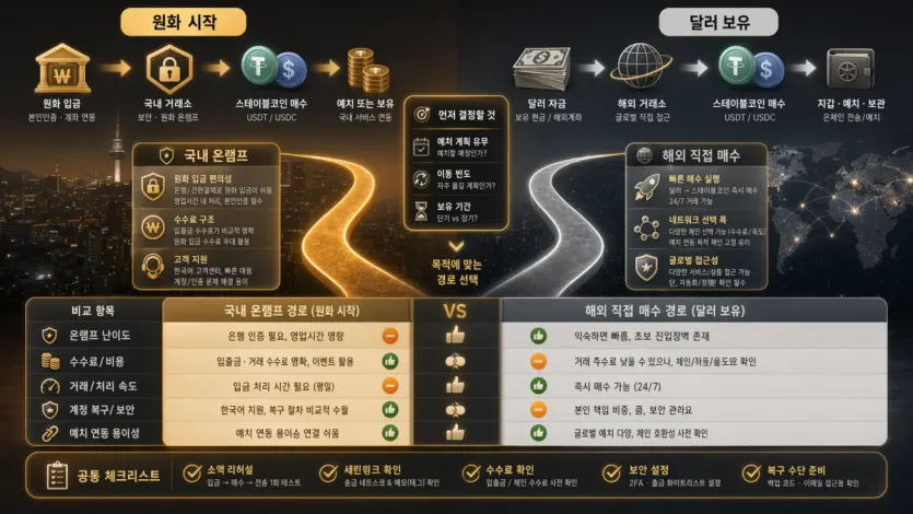 원화 시작과 달러 보유 상황에서 먼저 볼 경로 차이를 비교한 이미지