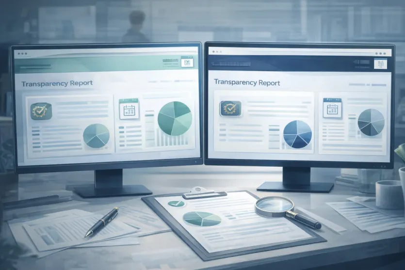 USDT와 USDC 준비금 공시의 공식 출처와 확인일, 검증 보고서를 비교하는 화면