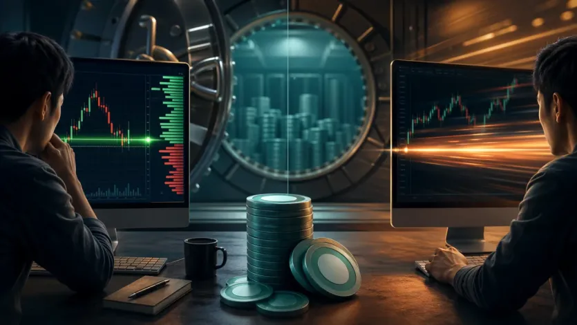 USDT 지정가와 시장가 선택, 준비금 확인 흐름을 상징적으로 보여주는 대표 이미지