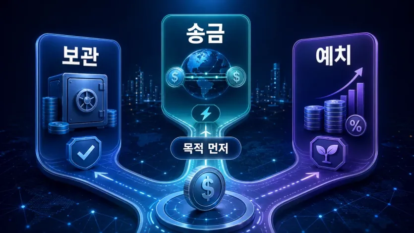 보관·송금·예치 목적에 따라 판단 기준이 달라지는 3분기 인포그래픽