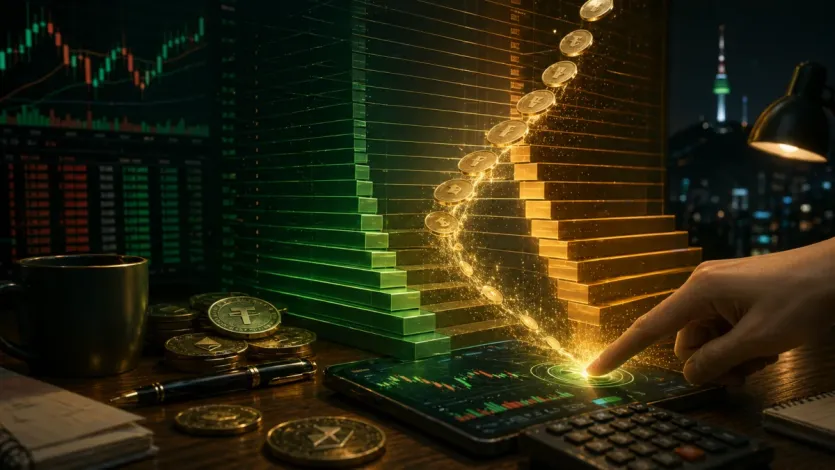 시장가 주문이 최우선 호가를 넘어 다음 가격대로 이동하는 순간을 보여주는 이미지