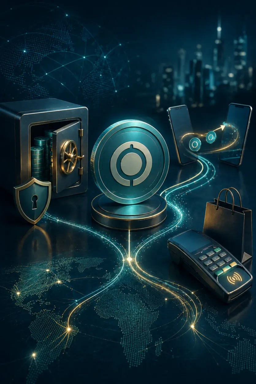 보관, 송금, 결제로 나뉘는 USDT 활용 흐름을 보여주는 대표 이미지