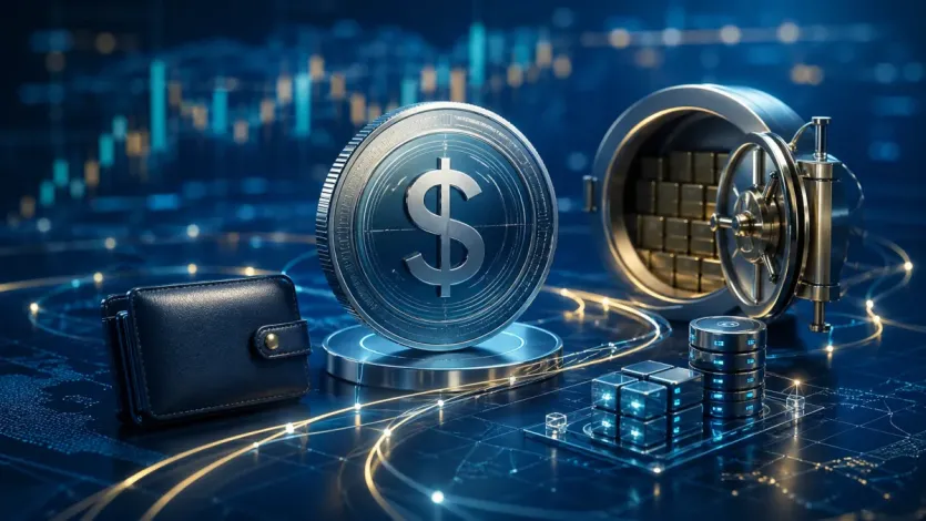 달러 코인을 예치 판단의 기준 통화로 보는 흐름을 상징적으로 보여주는 대표 이미지