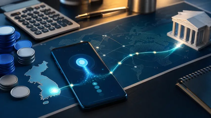 스테이블코인 첫 송금 전에 네트워크 경로와 도착 지점을 함께 점검하는 흐름을 보여주는 대표 이미지