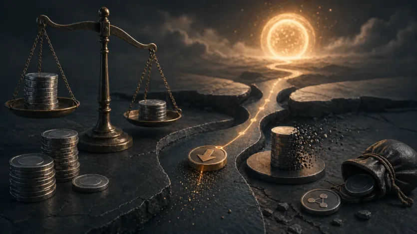 예치 금리만 보고 숨은 비용을 놓칠 때 실제 수량이 줄어드는 구조를 상징적으로 보여주는 이미지