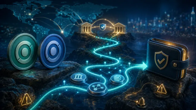 스테이블코인 첫 구매 전 상환 경로와 지원 네트워크 확인 흐름을 보여주는 대표 이미지