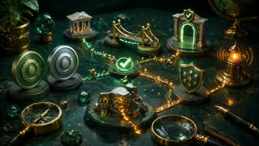 상환 경로와 지원 체인, 공지 위험 신호를 먼저 맞추는 판단 순서를 보여주는 장면형 이미지