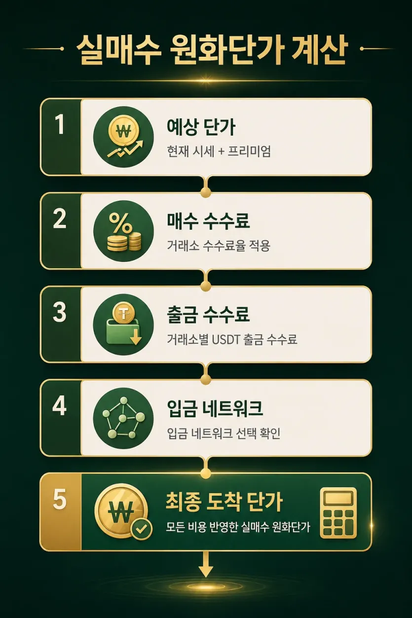 예치 전 환전·출금 비용을 한 줄 계산으로 정리한 인포그래픽 이미지