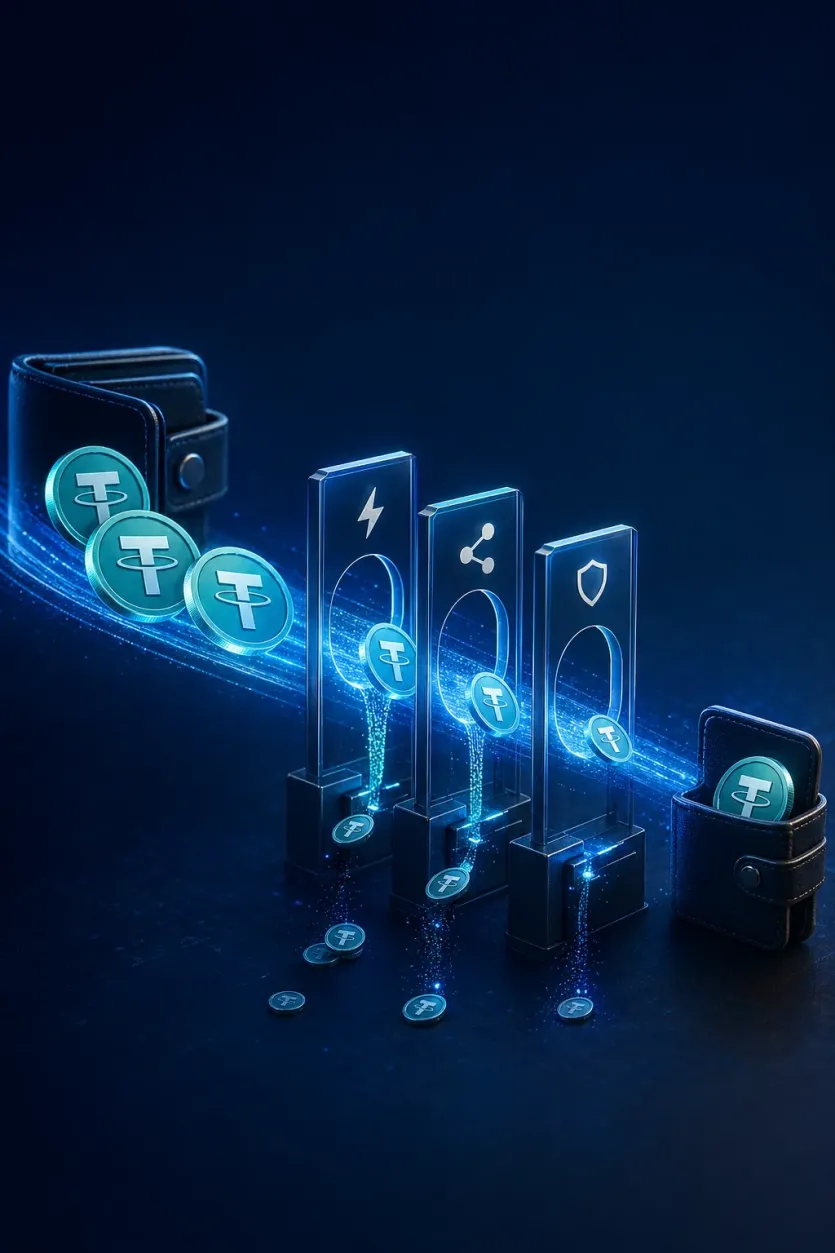 매수 뒤 출금 수수료와 전송 경로를 거쳐 실제 도착 수량이 줄어드는 흐름을 보여주는 이미지