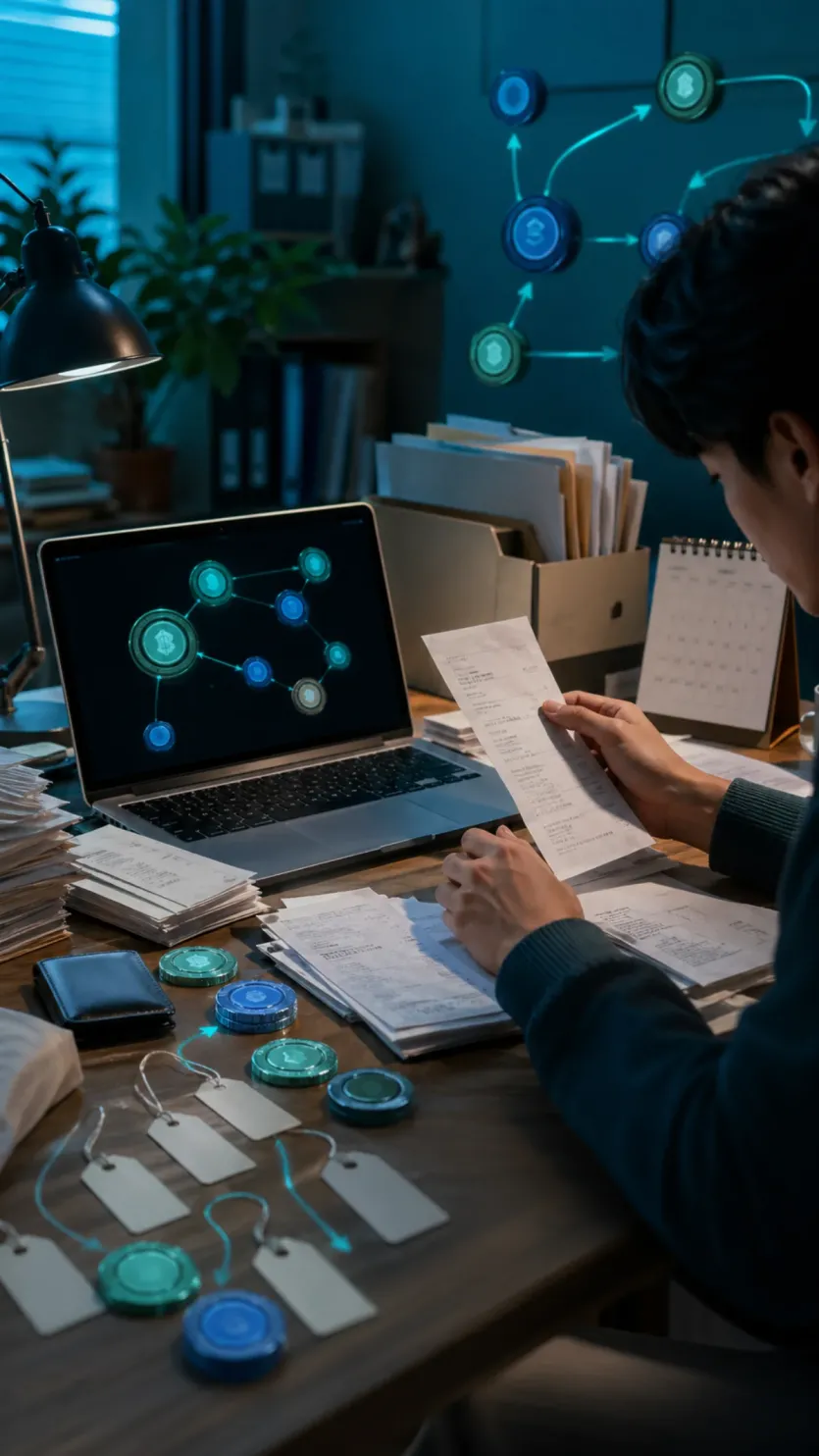 스테이블코인 세금 기록을 시작하기 전에 거래 흐름과 증빙 문서를 함께 정리하는 대표 이미지