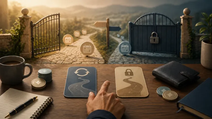 출금 유연성과 락업 선택을 먼저 구분하는 판단 흐름을 보여주는 이미지