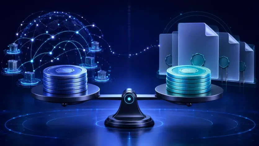 USDT와 USDC 예치 후보를 유동성과 공시 구조 관점에서 비교하는 이미지